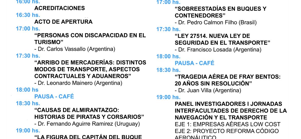 Seminario Internacional de Derecho de la Navegación, Transporte, Aduanero y Turismo - Córdoba 2019
